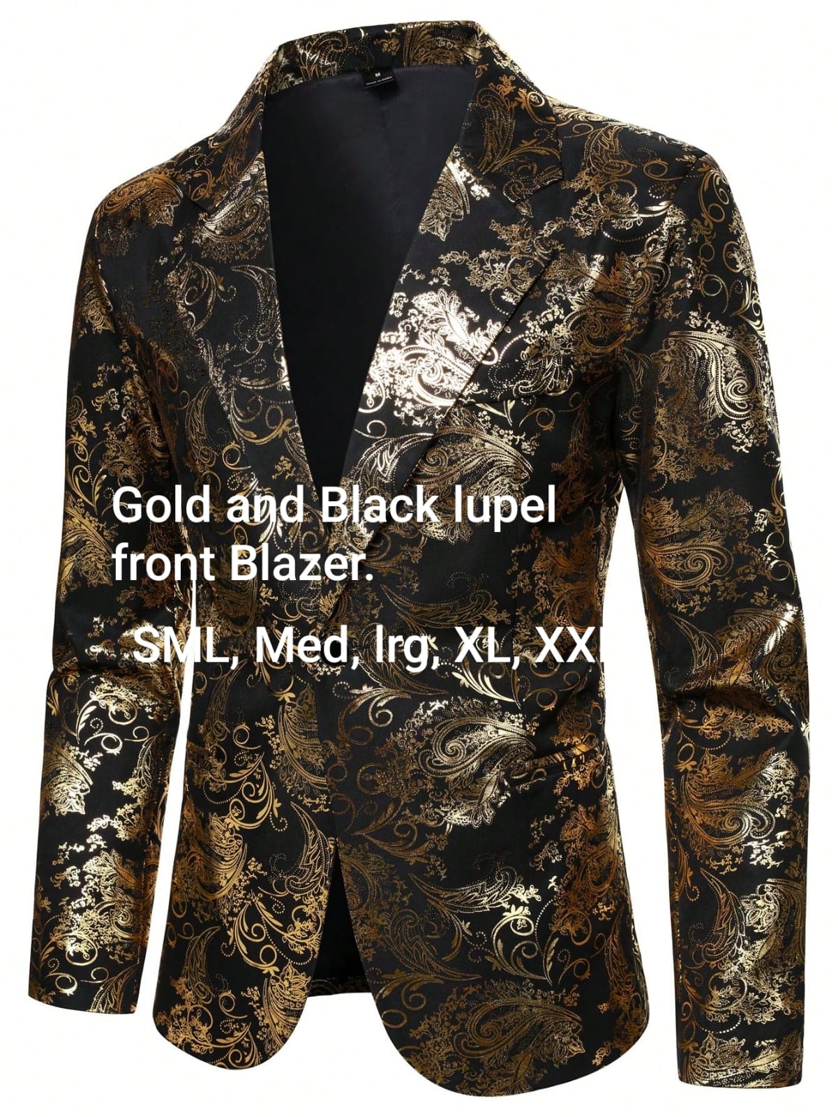 Men's Gold and Black Lapel Blazer