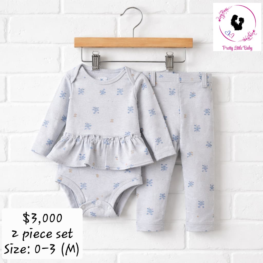 Baby Girl's Onesie & Pants Set - Blue