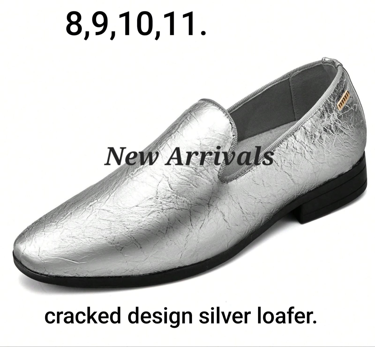 Men's Patterned Silver Loafers