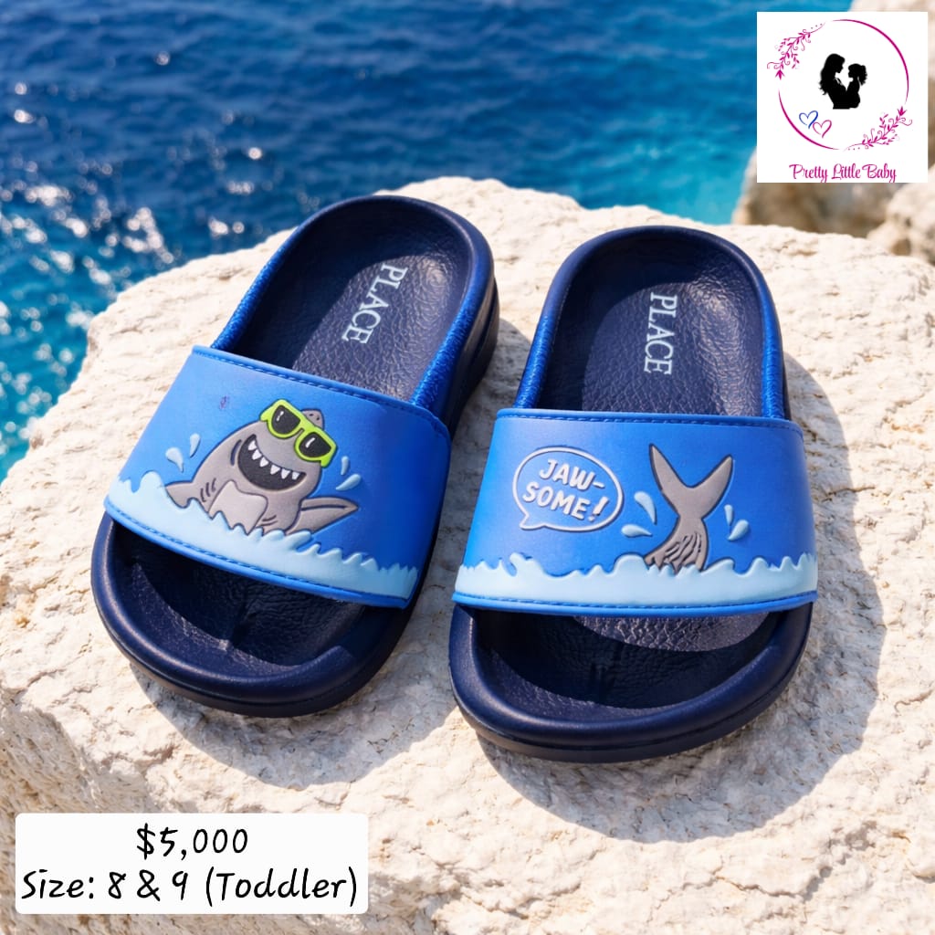 Toddler Boy's Blue Shark Slides