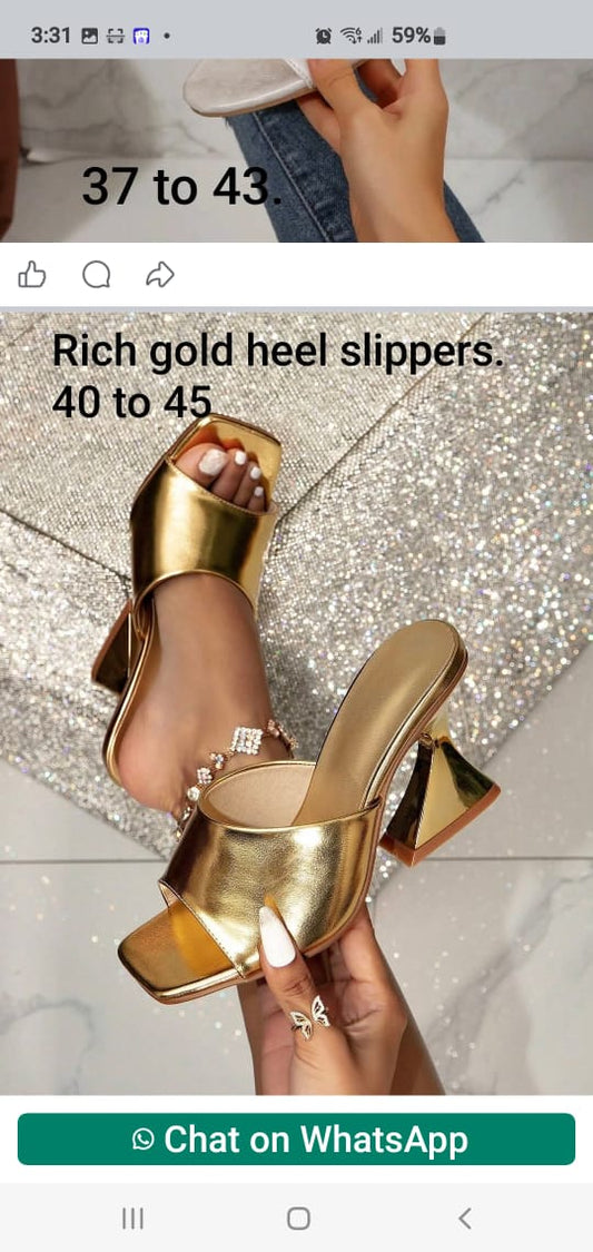Rich Gold Heel Slippers