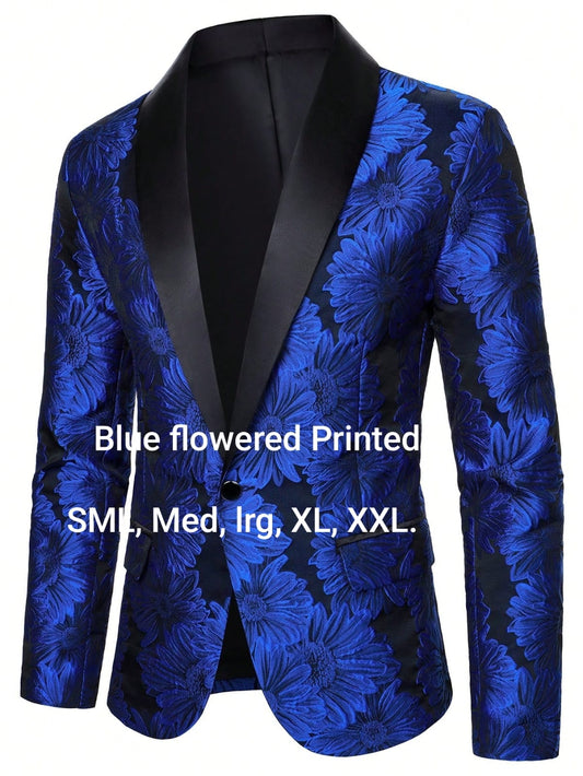 Vibrant Blue Floral Print Blazer