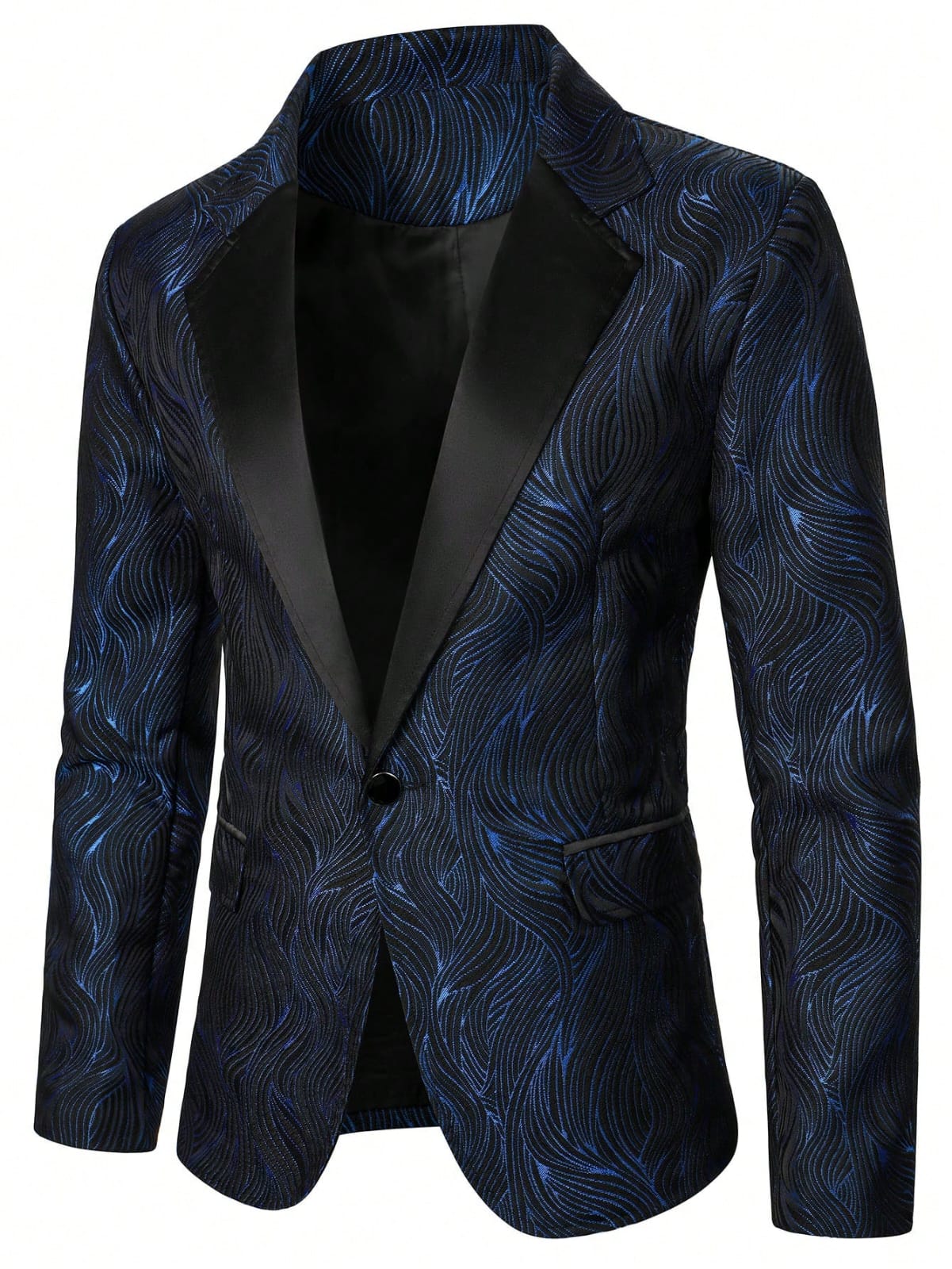 Formal Blue & Black Patterned Blazer