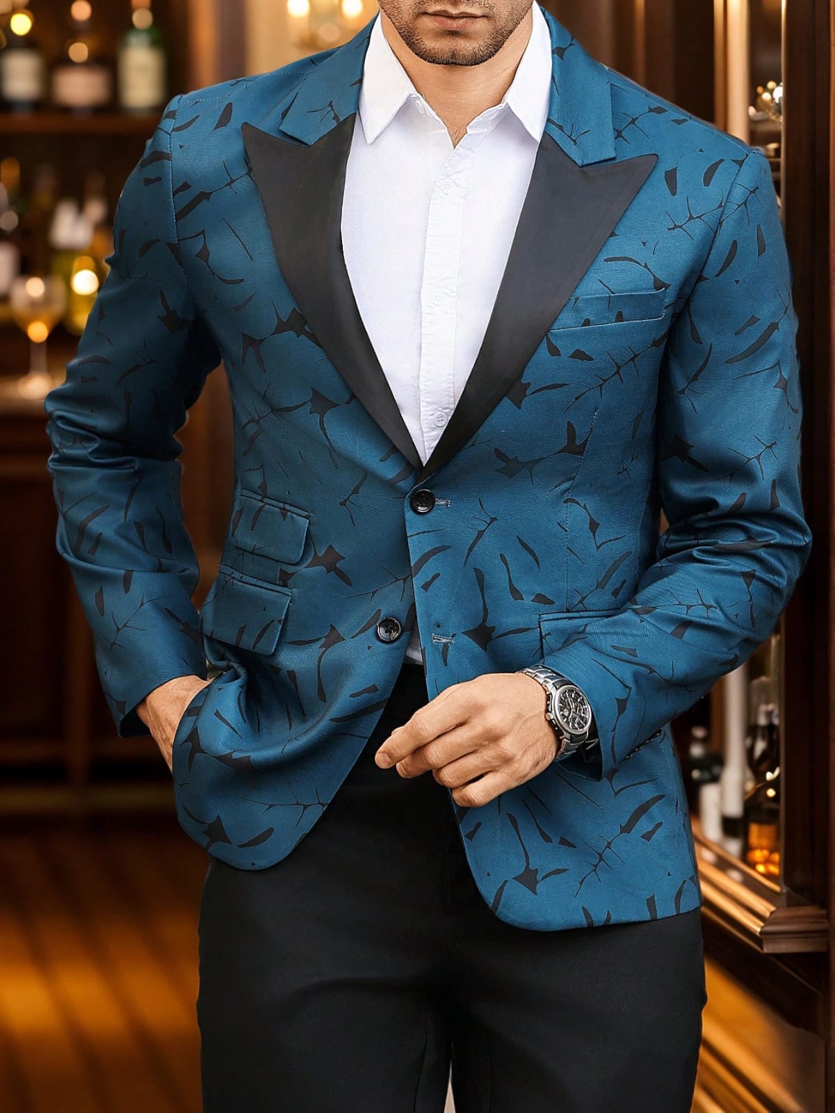 Men's Blue Patterned Jacket