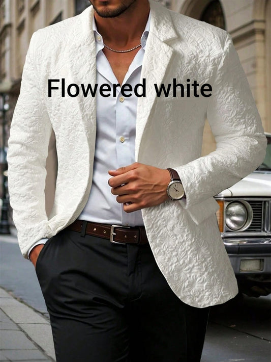Men's Floral White Blazer