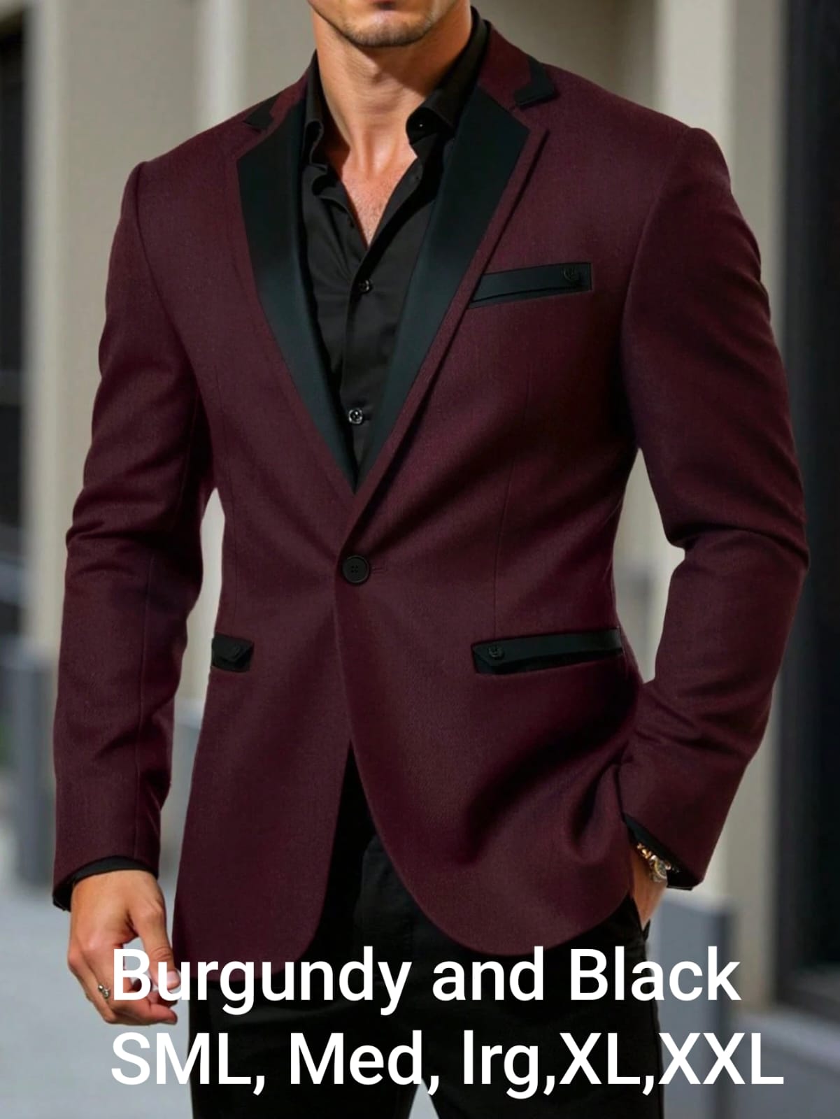 Burgundy & Black Men's Blazer