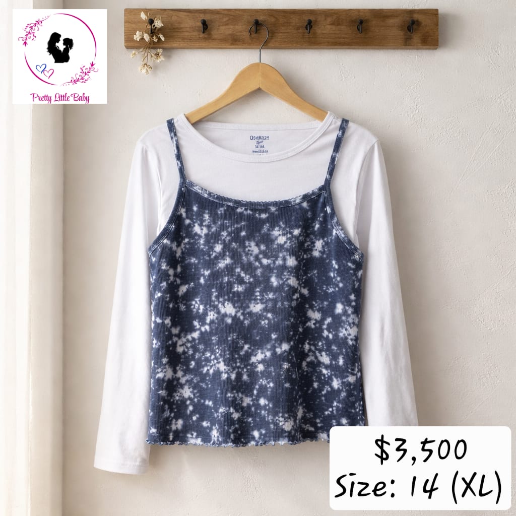 Girl's Long Sleeve Shirt & Tank Top Combo - XL