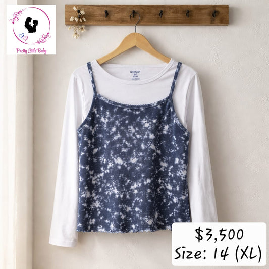 Girl's Long Sleeve Shirt & Tank Top Combo - XL