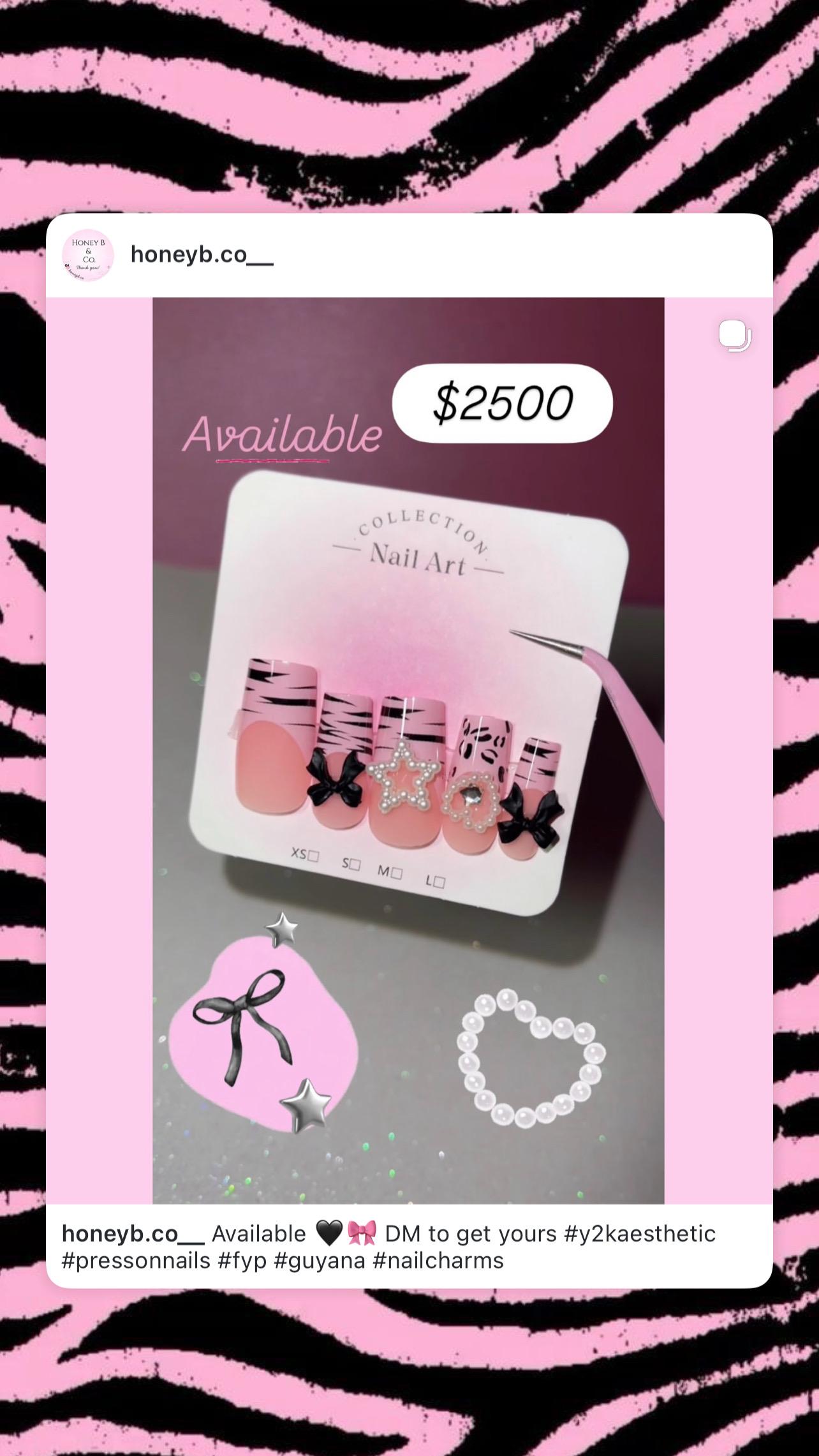Pink Animal Print Nails with Gems