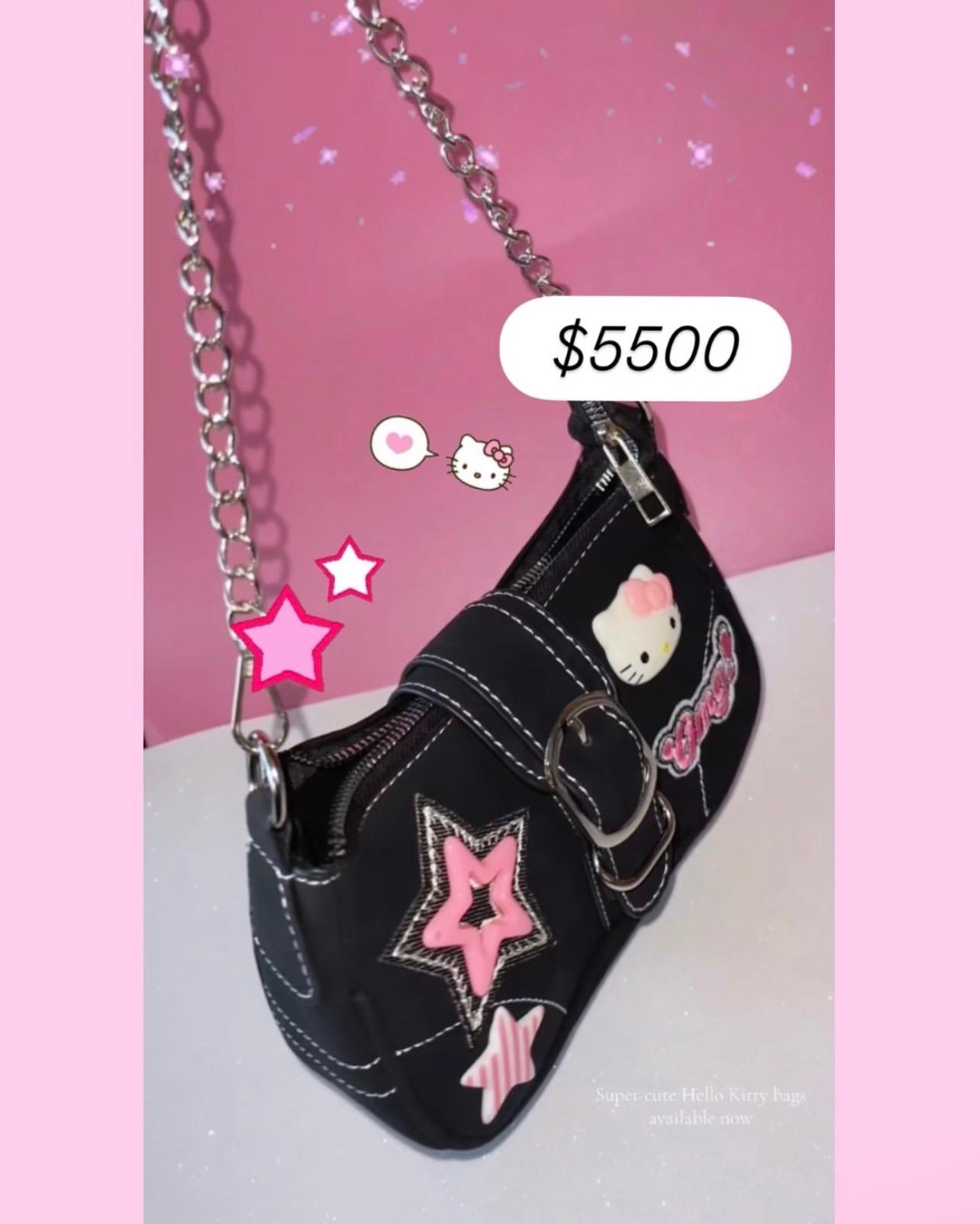 Pink & Black Hello Kitty Bag with Silver Hardware