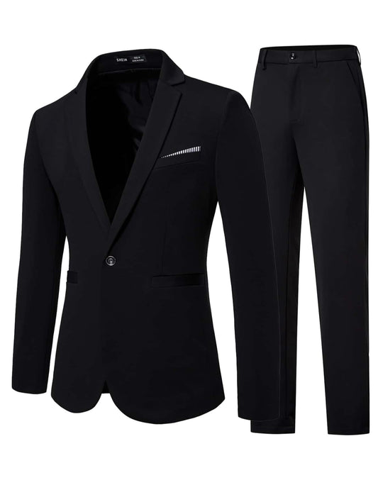 Men's All Black Two Piece Suit