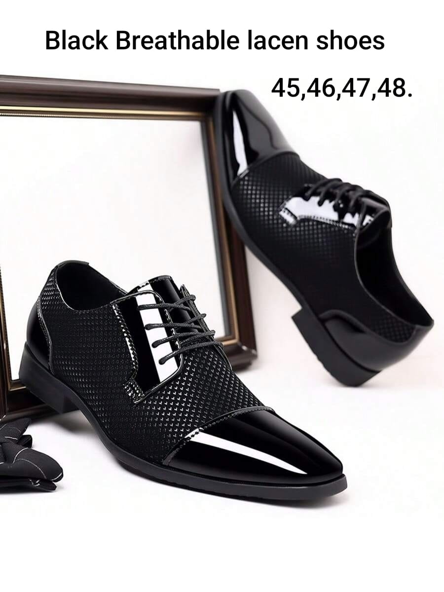 Men's Classic Black Shoes - Breathable Material
