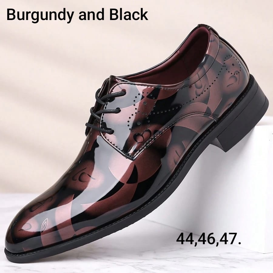 Burgundy & Black Men's Patterned Shoes