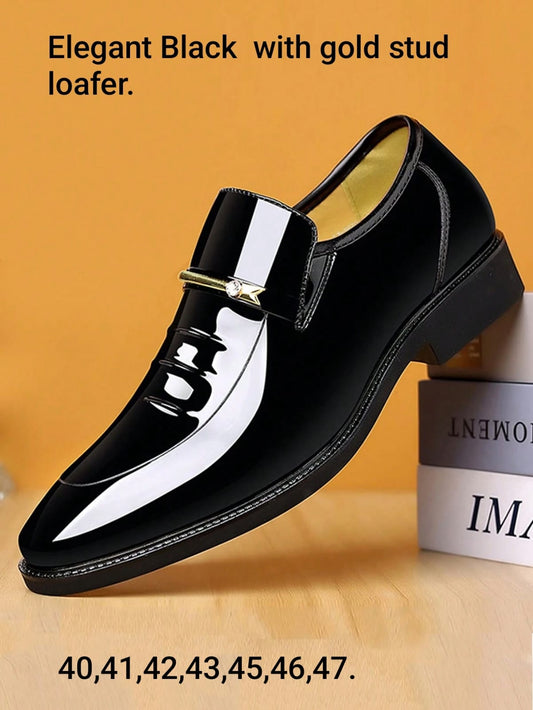 Elegant Men's Black Loafers with Gold Hardware