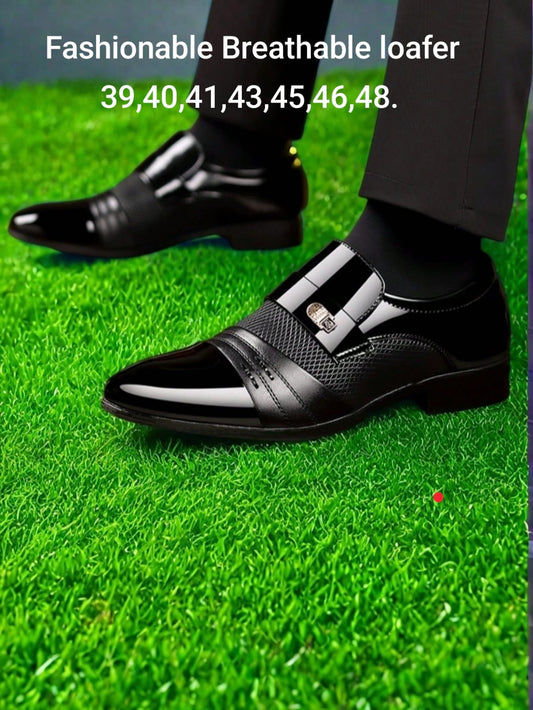 Men's Fashionable Black Loafers - Breathable Material