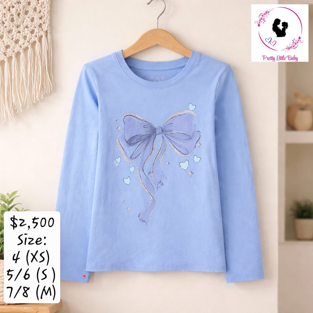 Girl's Blue Bow Shirt