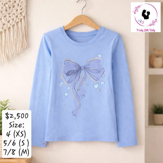 Girl's Blue Bow Shirt