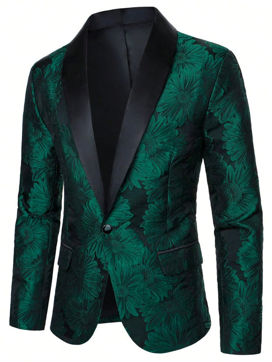 Green & Black Embellished Men's Blazer