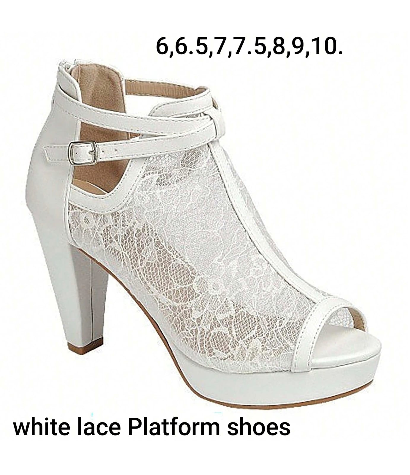 White Lace Platform Heels