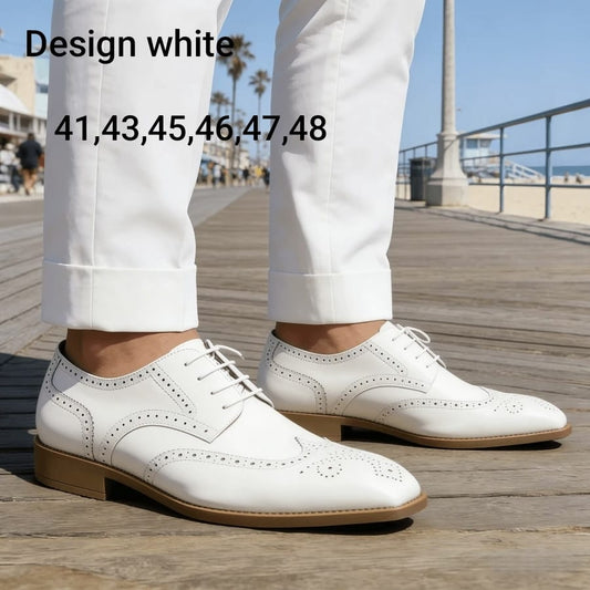 Men's Patterned White Shoes