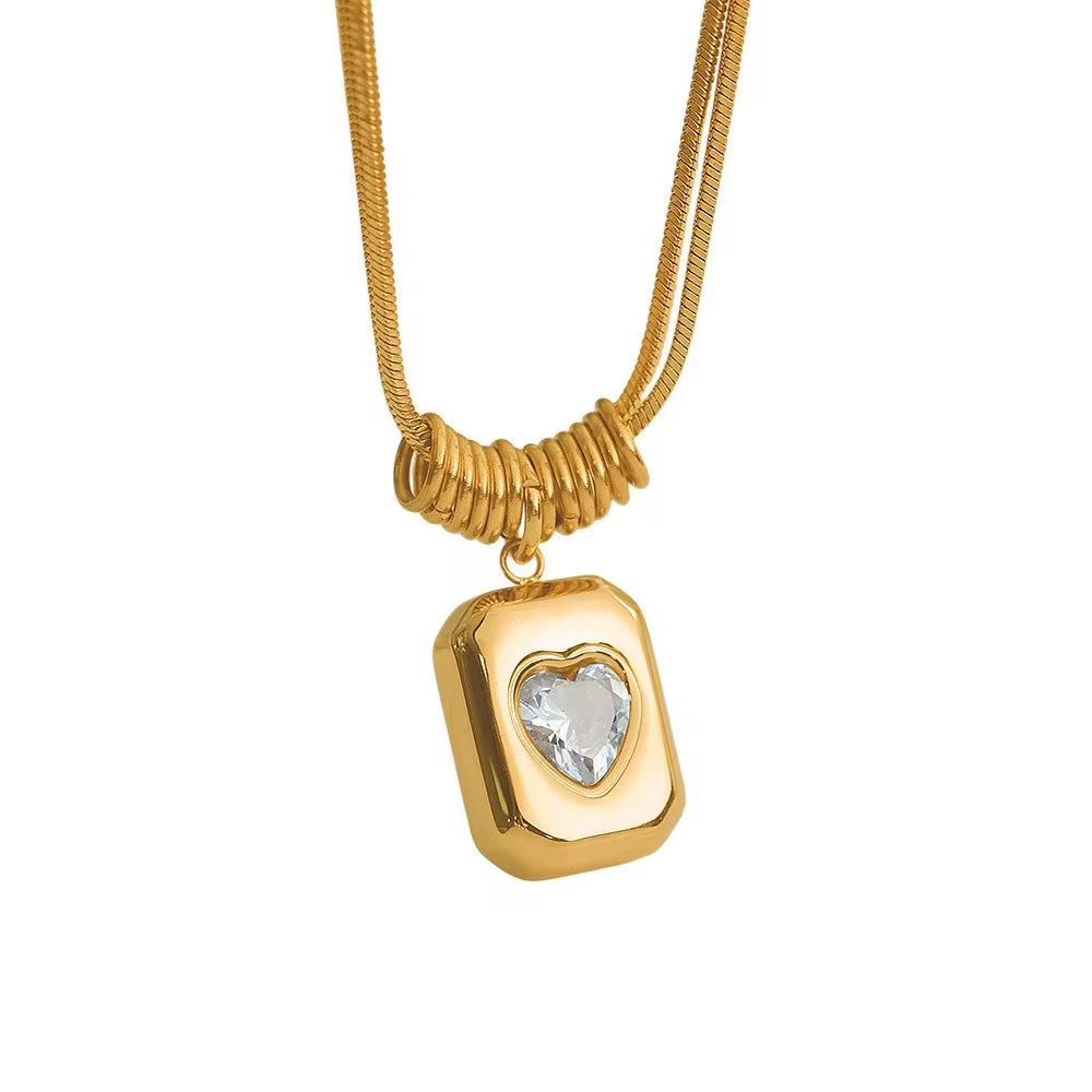 Solid Diamond Heart Necklace