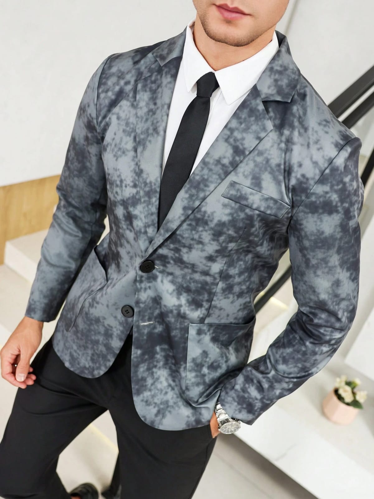 Men's Tie-Dye Grey Blazer