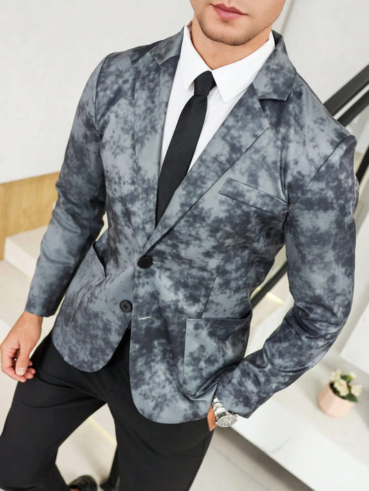 Men's Tie-Dye Grey Blazer
