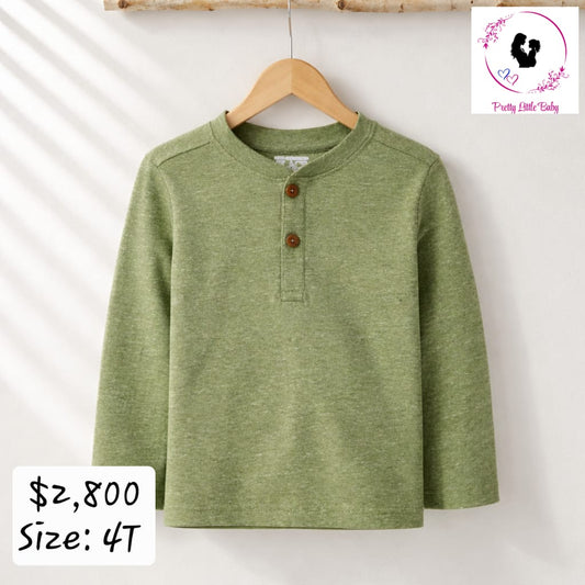 Toddler Boy's Vibrant Green Long Sleeved Shirt